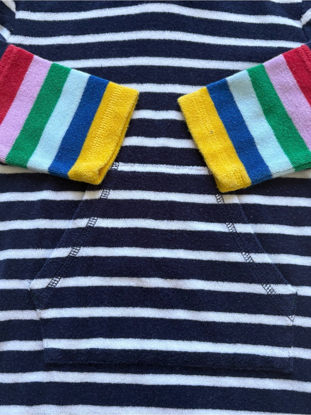 Mini Boden Terry Stripe Hooded Beach Swim Coverup Rainbow Towelling Size 5-6 - Picture 2 of 7